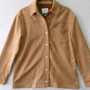 Bagatelle Faux Suede Camel Tan Snap‎ Button Front Shirt Jacket Women's Small